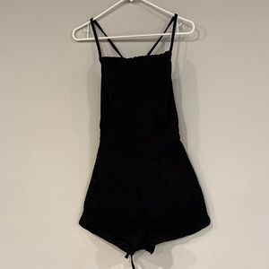 Urban Outfitters Black Denim Romper with lace up back and pockets. 8. $12